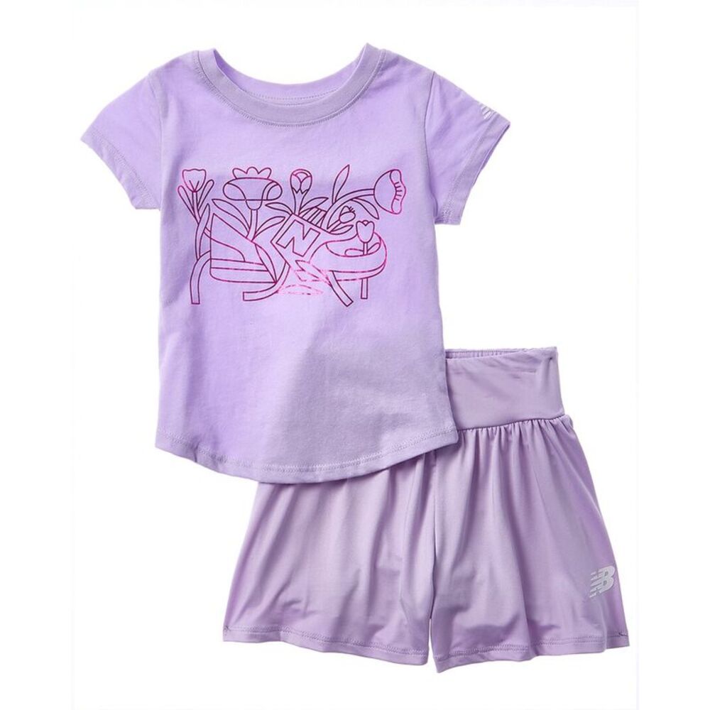 New Balance Girls  2Pc T-Shirt & Flowy Short Set, Purple